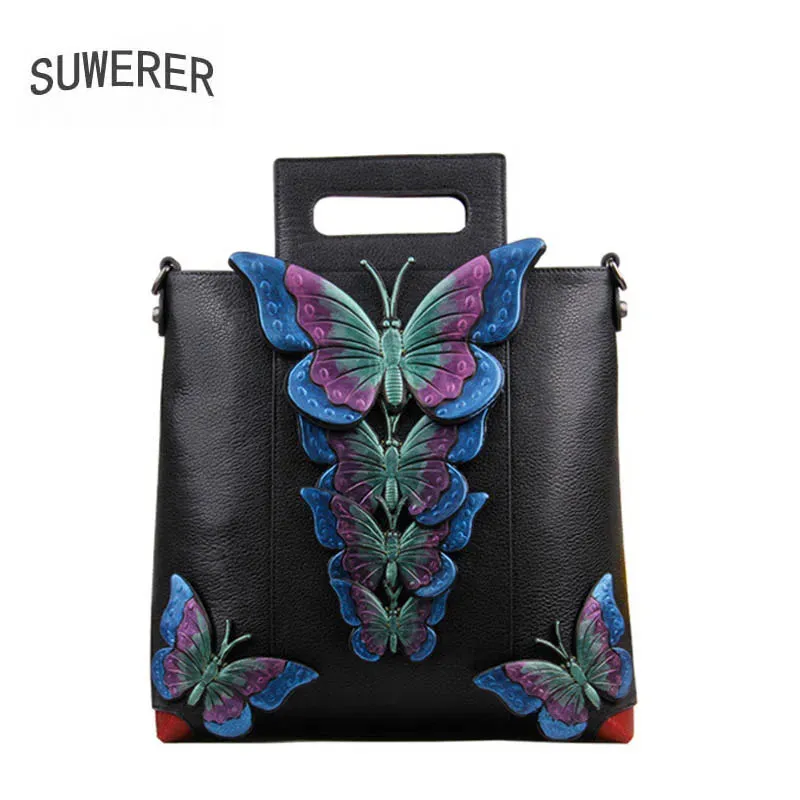 New women bag Superior cowhide women Genuine Leather bags luxury handbags fashion butterfly designer women leather bag