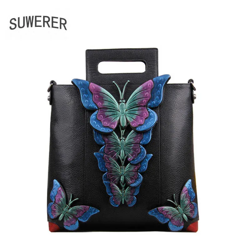 New women bag Superior cowhide women Genuine Leather bags luxury handbags fashion butterfly designer women leather bag