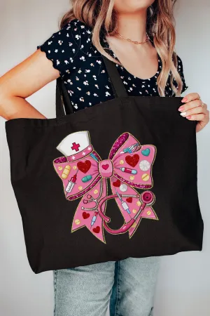 Nurse At Heart Canvas Jumbo Tote