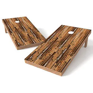 Official Size 2x4 Abstract Mahogany Wood Cornhole Game
