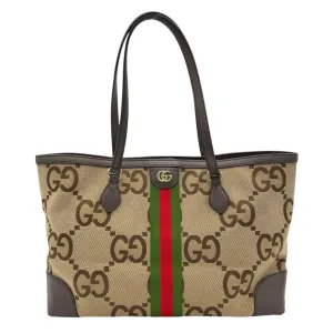 Ophidia Tote Bag Brown in Canvas, Gold hardware