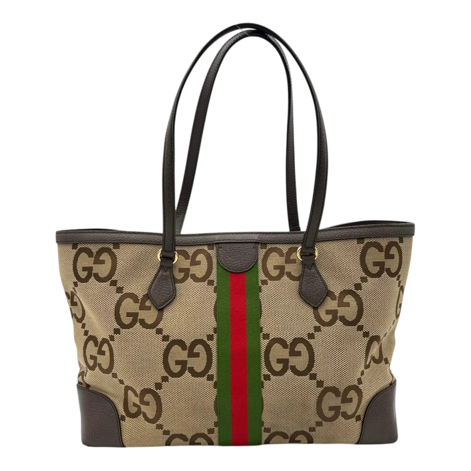 Ophidia Tote Bag Brown in Canvas, Gold hardware