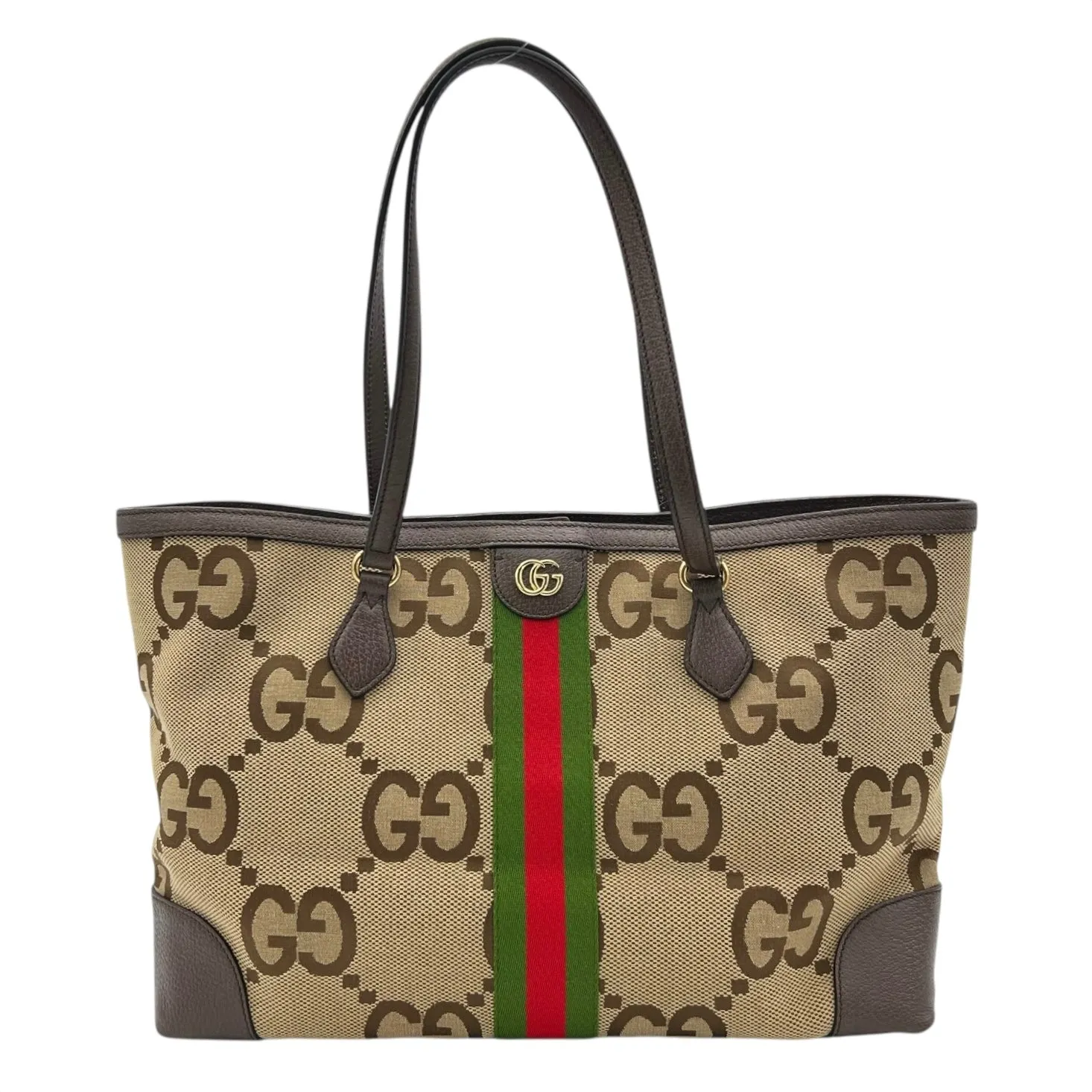 Ophidia Tote Bag Brown in Canvas, Gold hardware