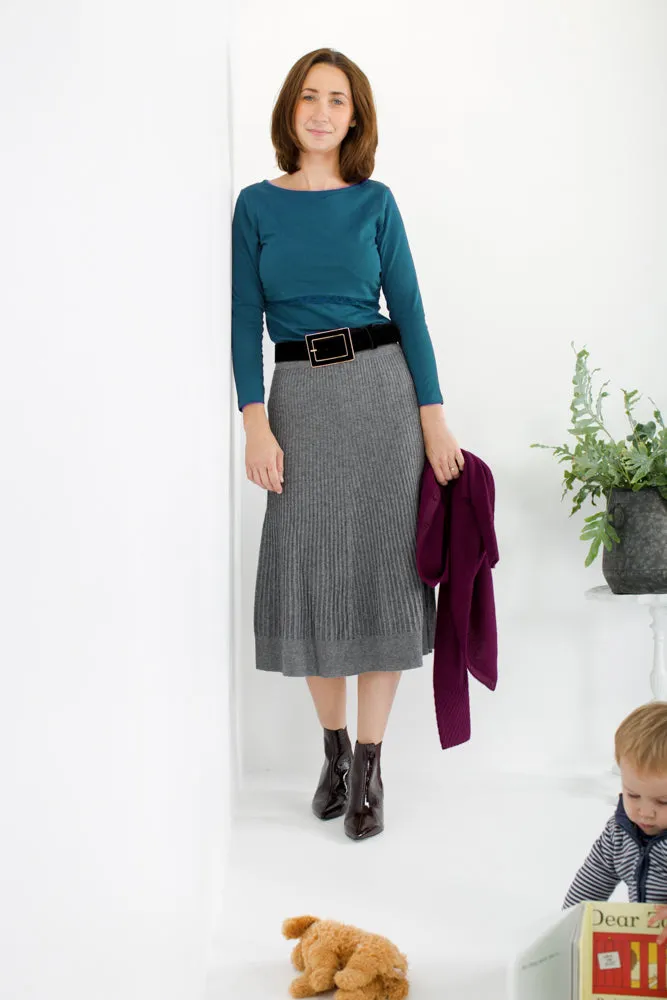 Organic Long Sleeve Breastfeeding Top in Tidal Teal *PreLoved*
