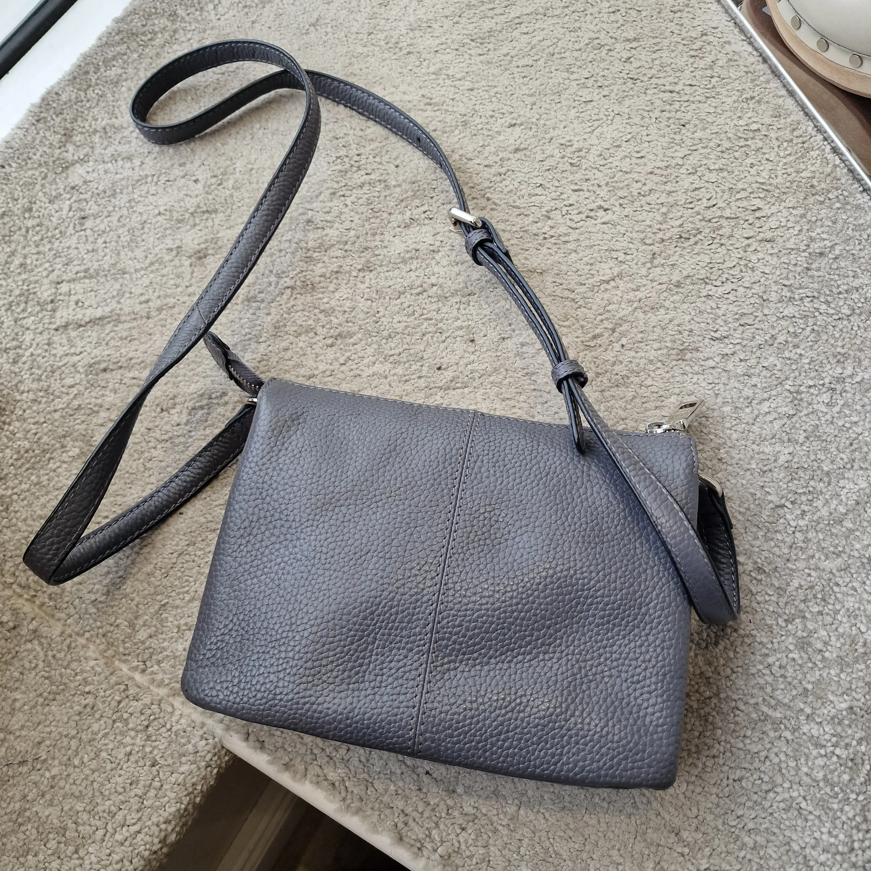 Osprey Grey Leather Crossbody Bag