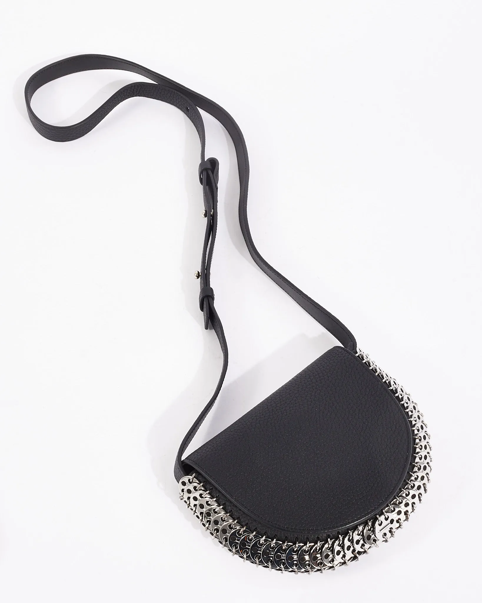 Paco Rabanne Black Leather Chain Link Mini Crossbody Bag