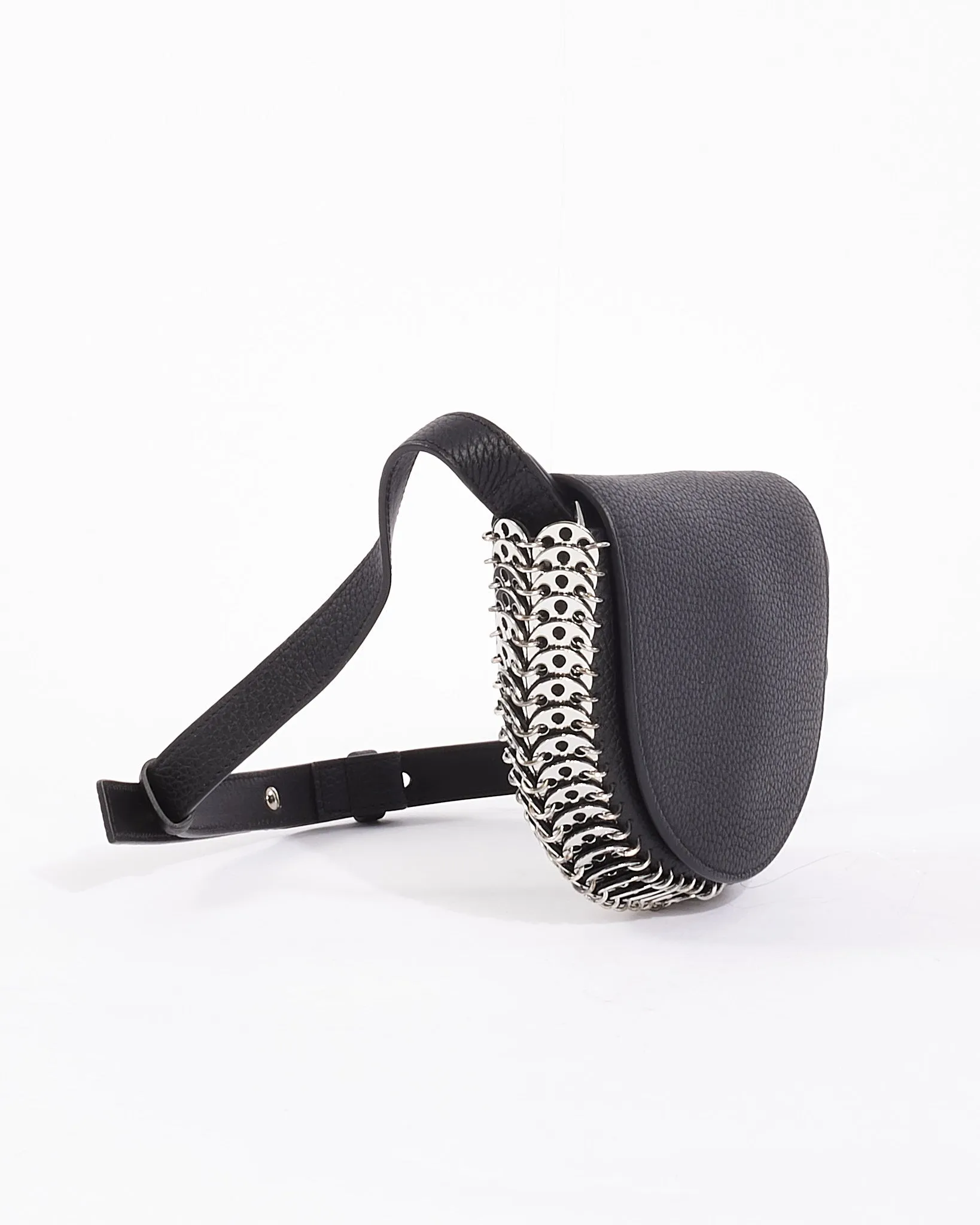 Paco Rabanne Black Leather Chain Link Mini Crossbody Bag
