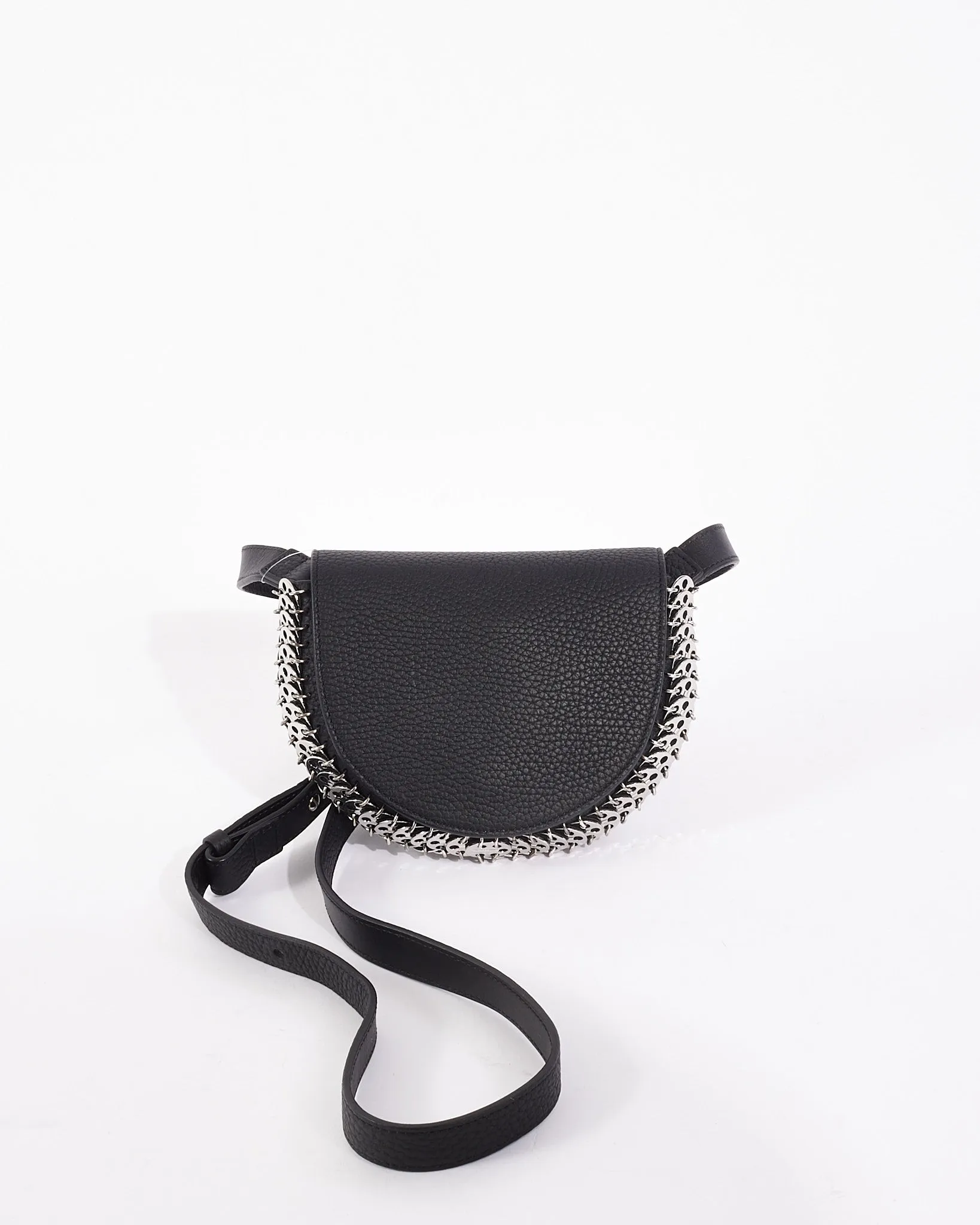 Paco Rabanne Black Leather Chain Link Mini Crossbody Bag