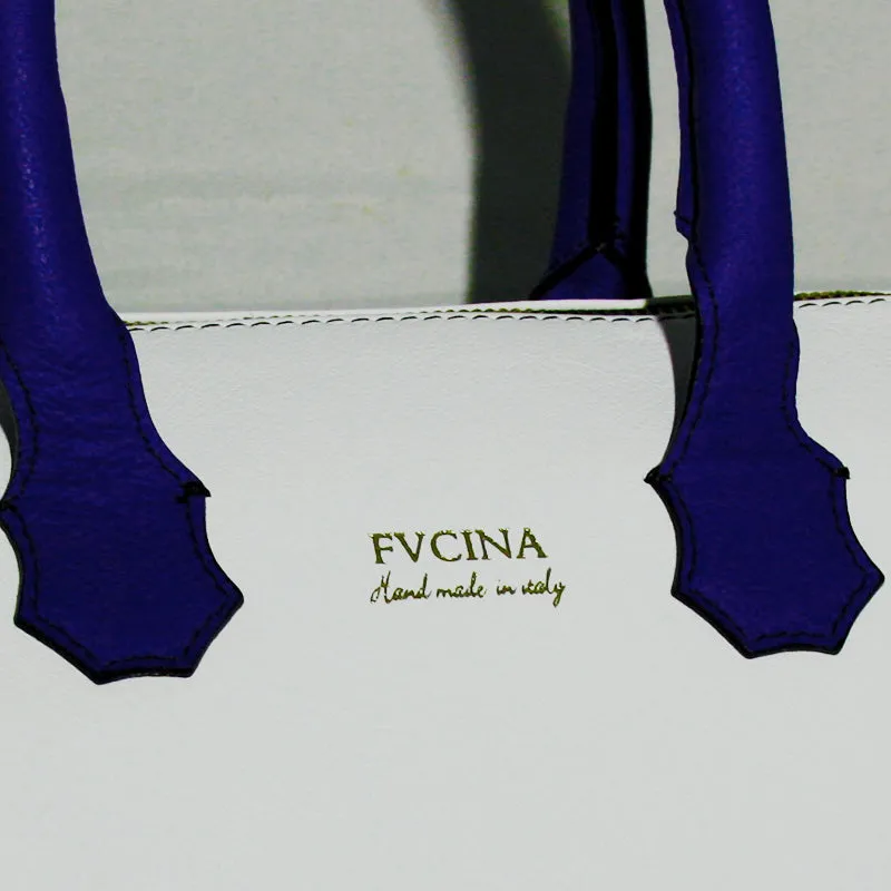 Panarea White and Blue Bowler Bag "Bauletto".