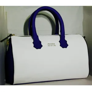 Panarea White and Blue Bowler Bag "Bauletto".