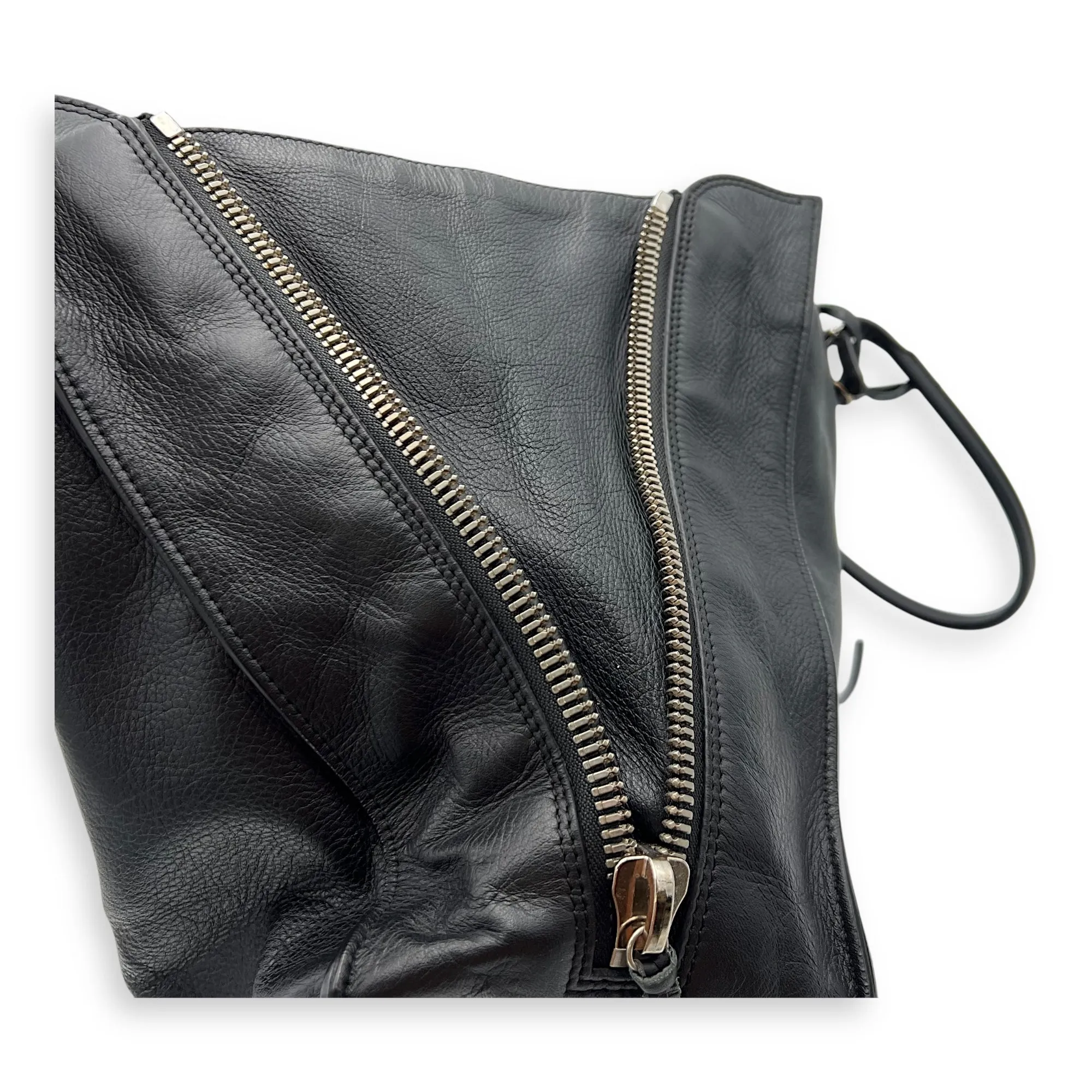 Papier Tote Bag Black in Calfskin, Silver hardware