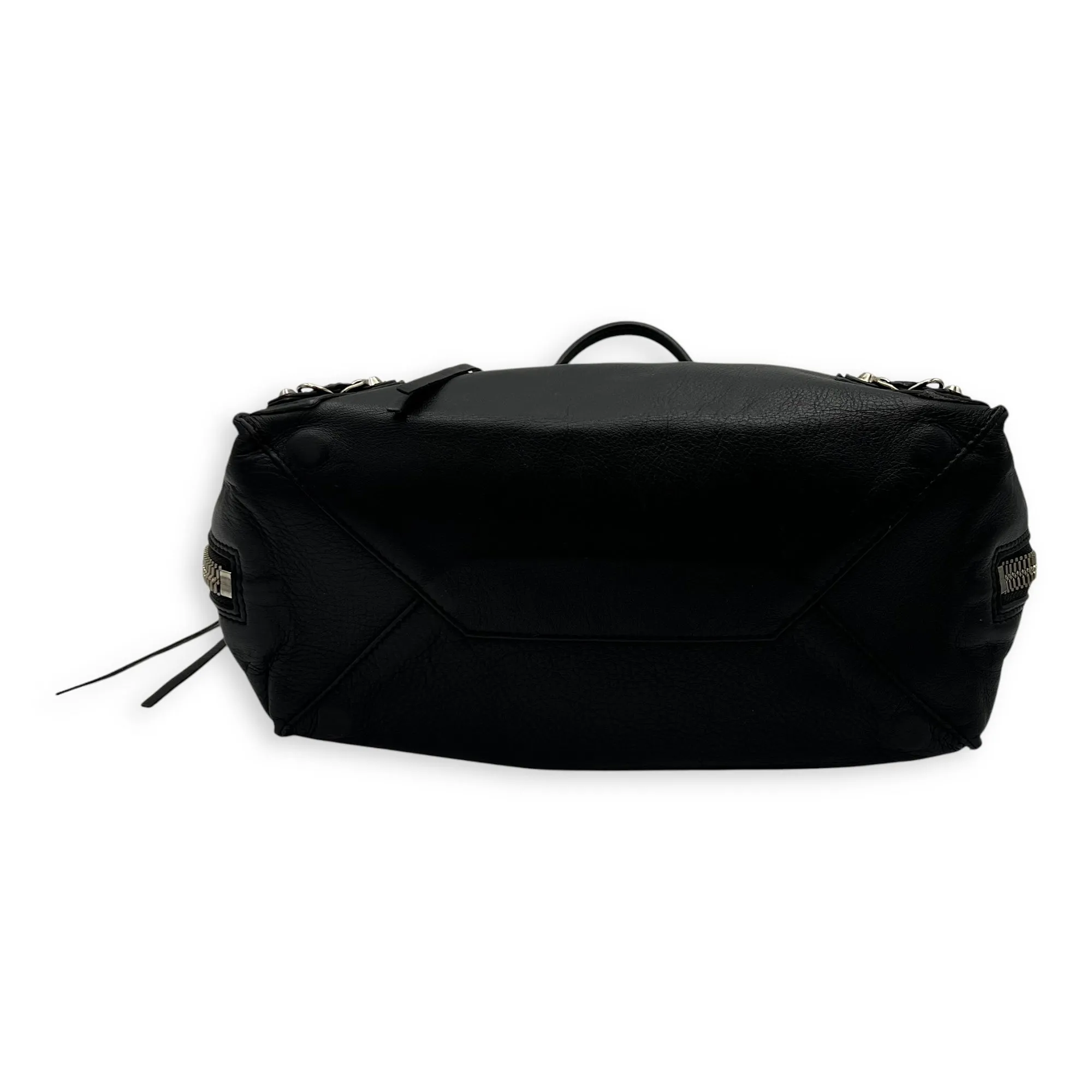 Papier Tote Bag Black in Calfskin, Silver hardware