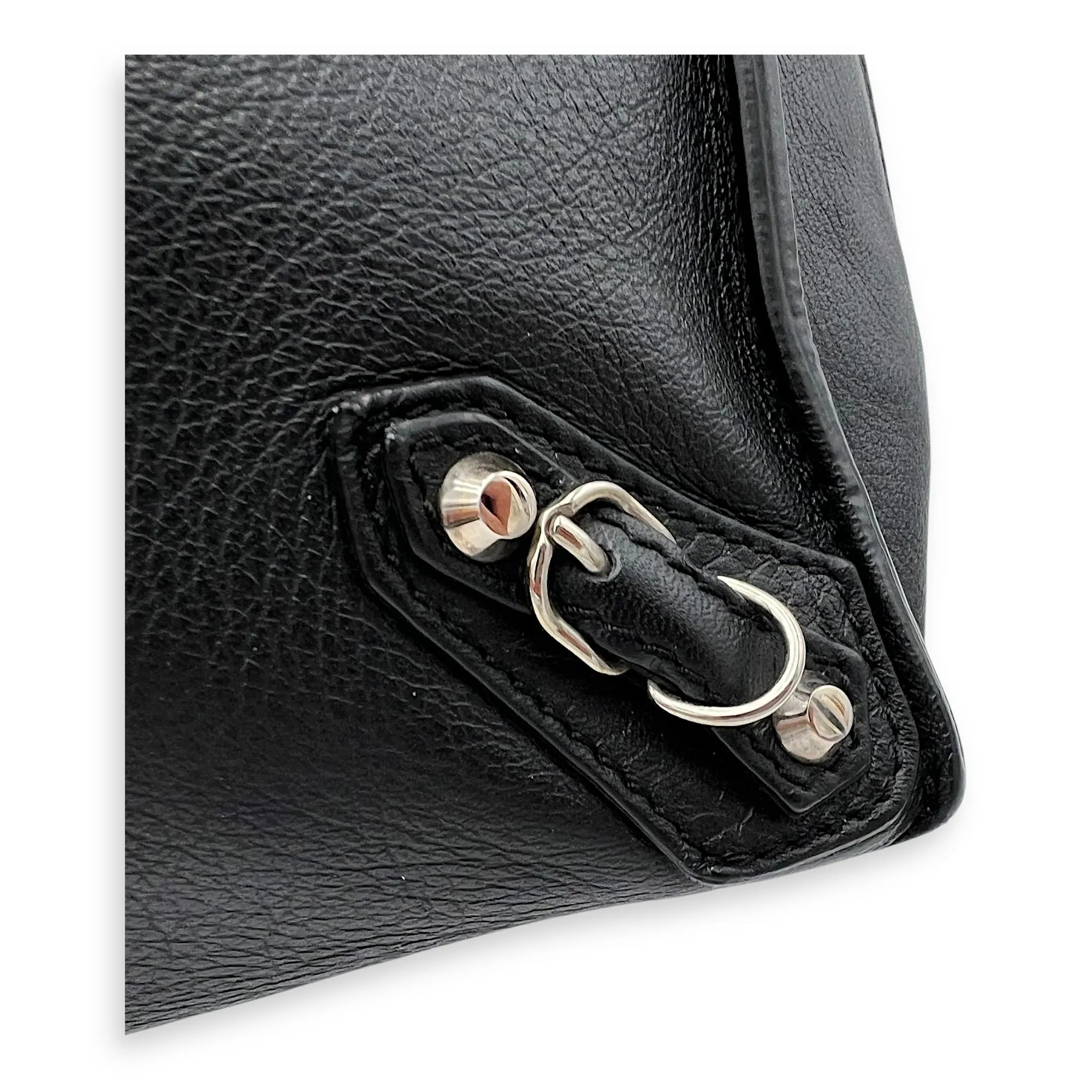 Papier Tote Bag Black in Calfskin, Silver hardware