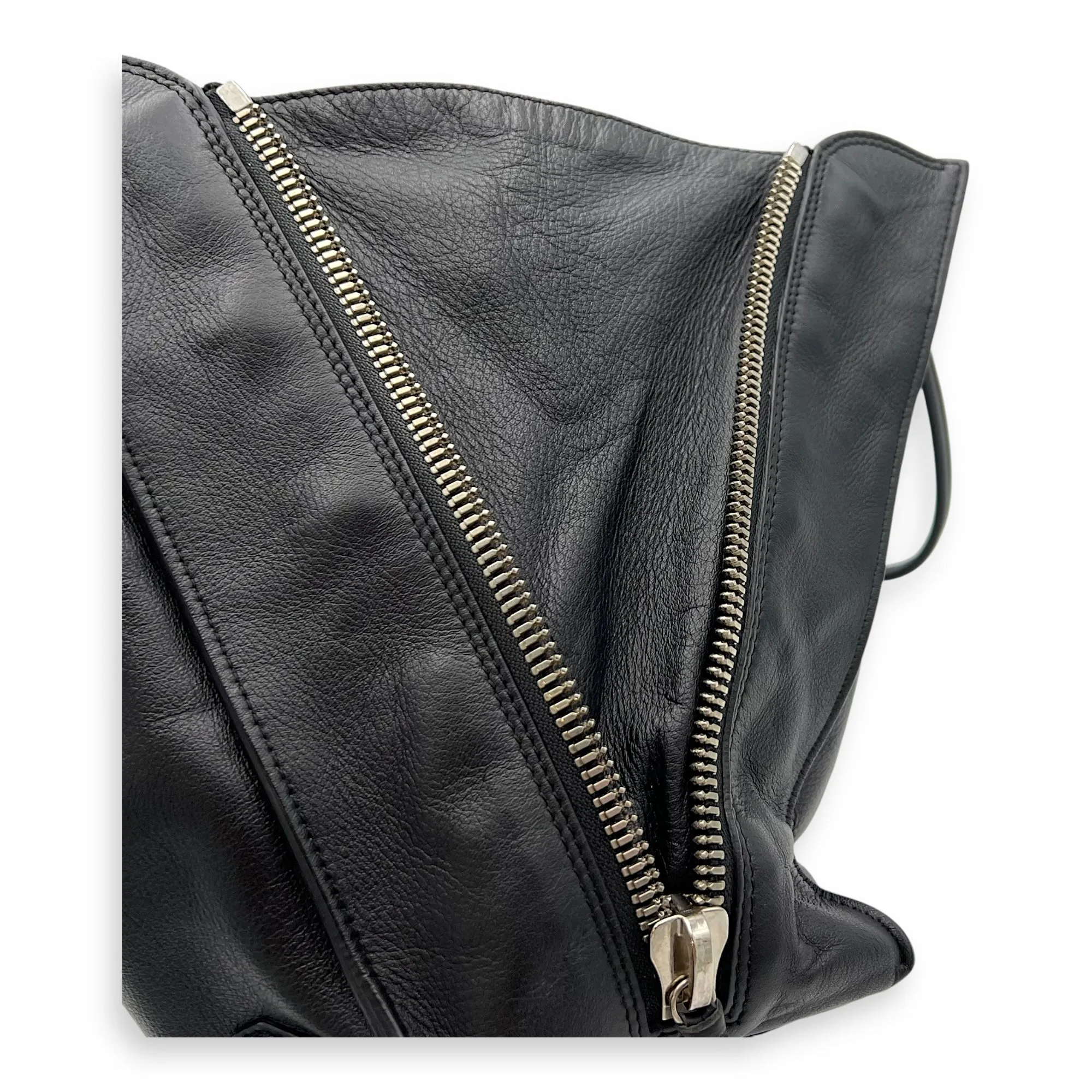 Papier Tote Bag Black in Calfskin, Silver hardware