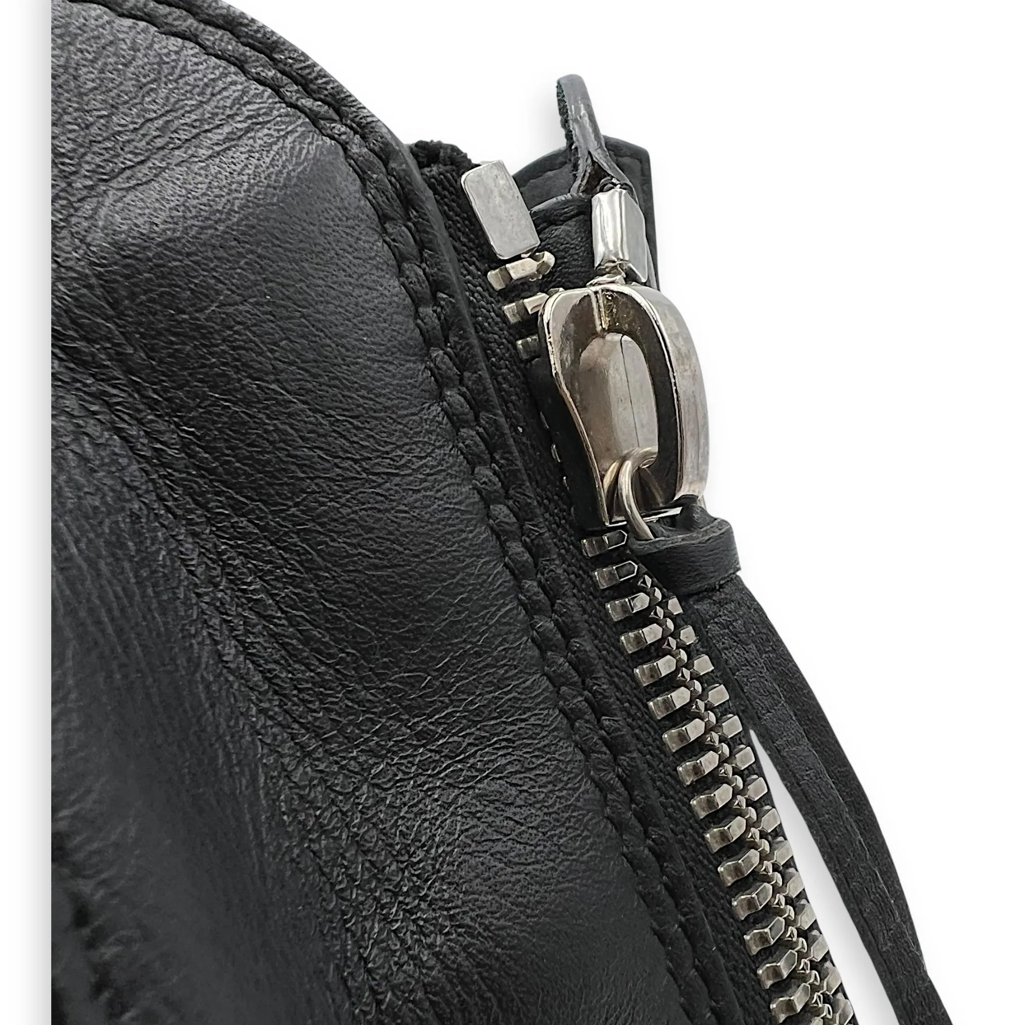 Papier Tote Bag Black in Calfskin, Silver hardware