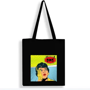 Peach Blossom Women's Cotton Printed Tote Bag With Zipper and Pouch