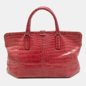 Pink Crocodile Frame Tote