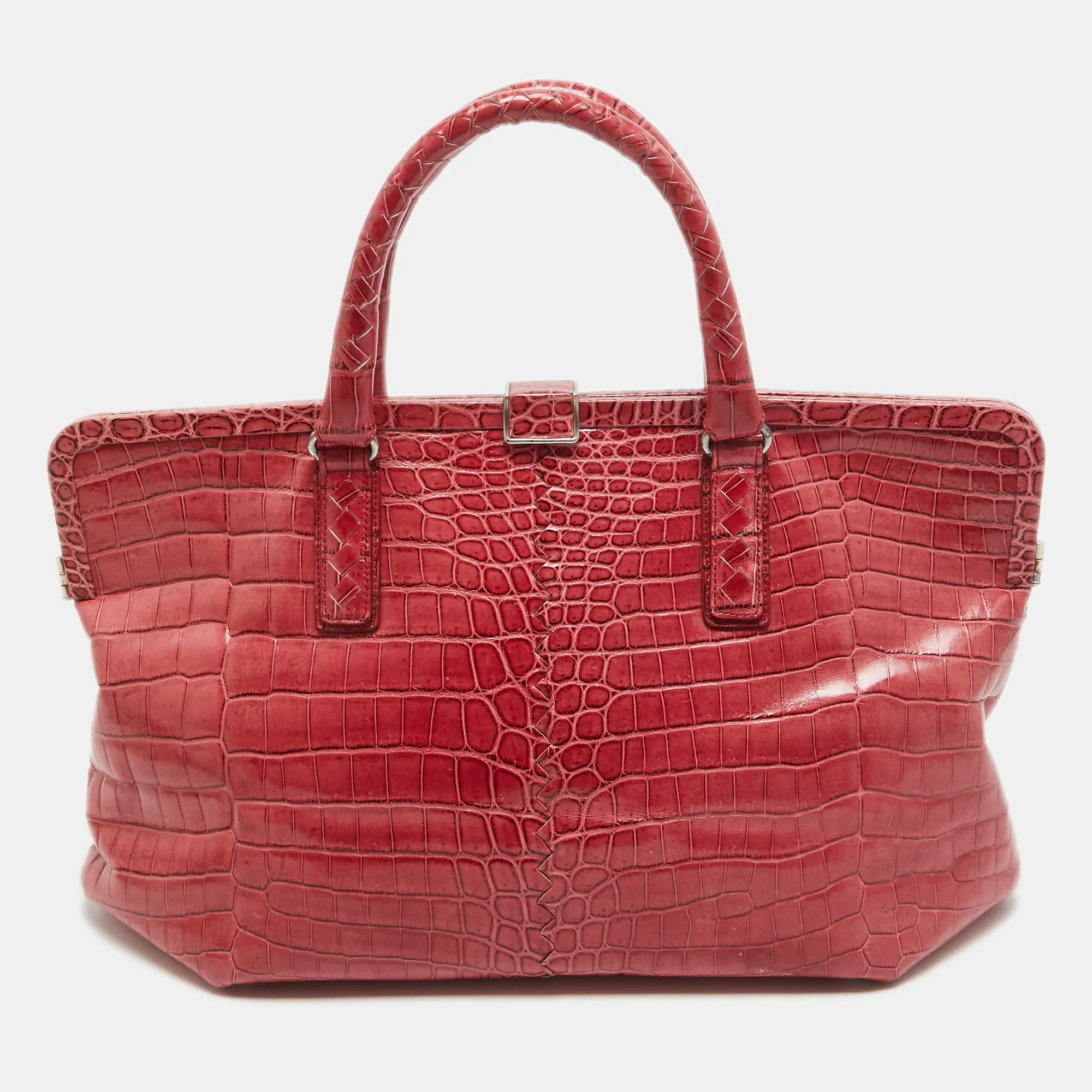 Pink Crocodile Frame Tote