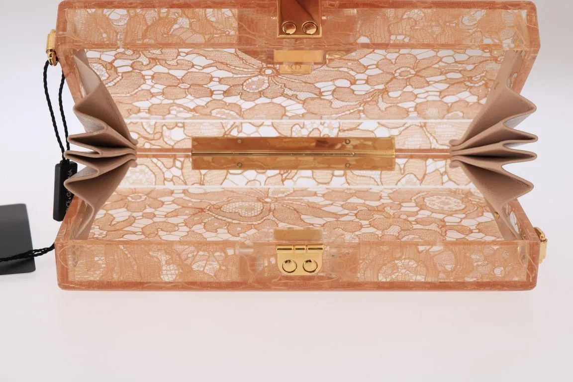 Pink Taormina Lace Crystal Clutch Bag