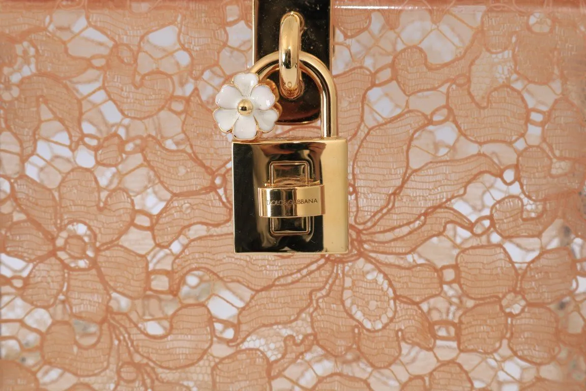Pink Taormina Lace Crystal Clutch Bag
