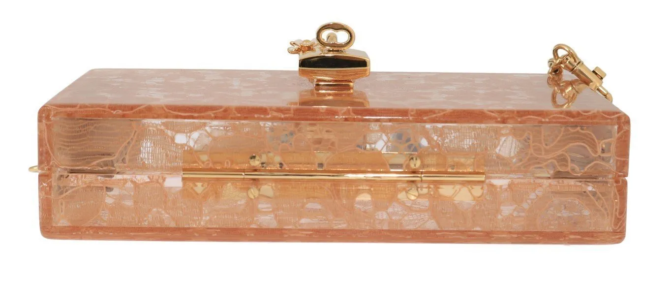 Pink Taormina Lace Crystal Clutch Bag