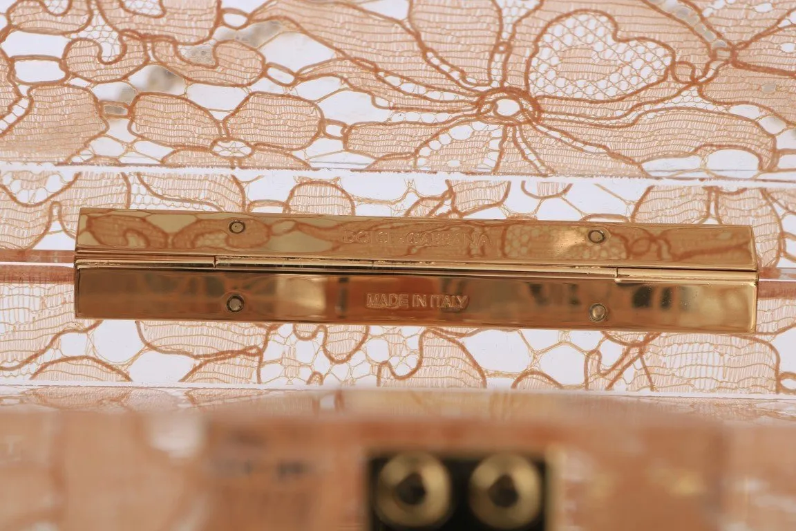Pink Taormina Lace Crystal Clutch Bag
