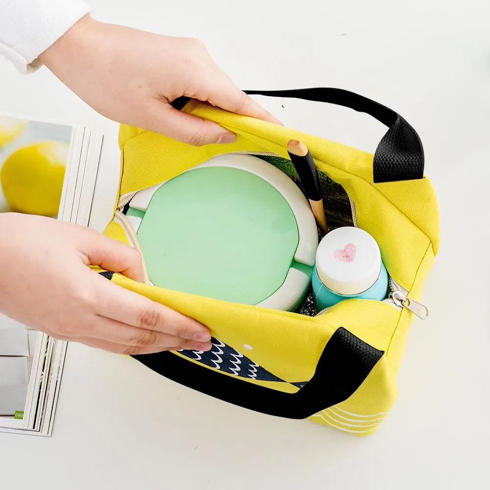 Portable Lunch Tote Bag Picnic Bag Cooler Insulated Handbag Zipper Storage Containers Fish Pattern