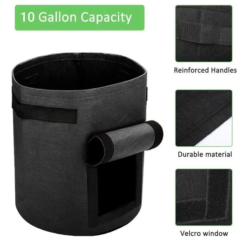 Potato Grow Bags 3PCS 3Colours 10 Gallon Side Window