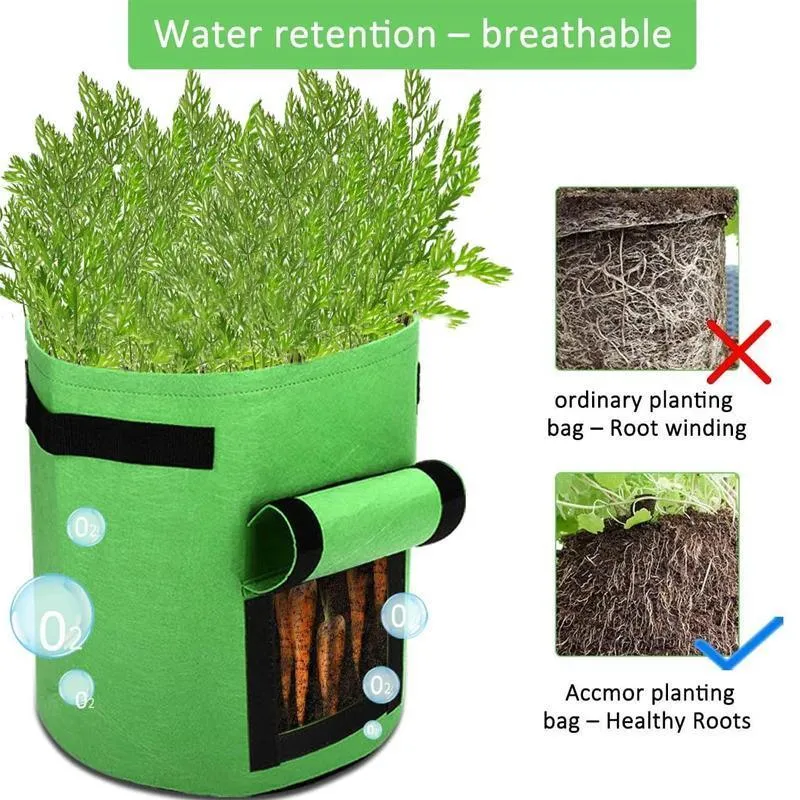 Potato Grow Bags 3PCS 3Colours 10 Gallon Side Window