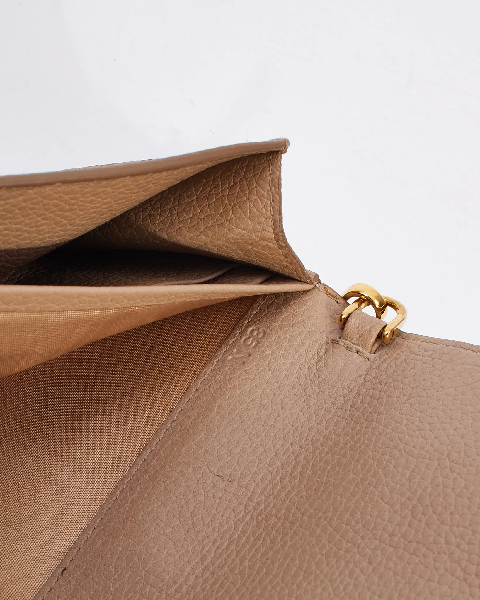 Prada Beige (cammeo) Vitello Daino Leather Wallet on Chain Bag