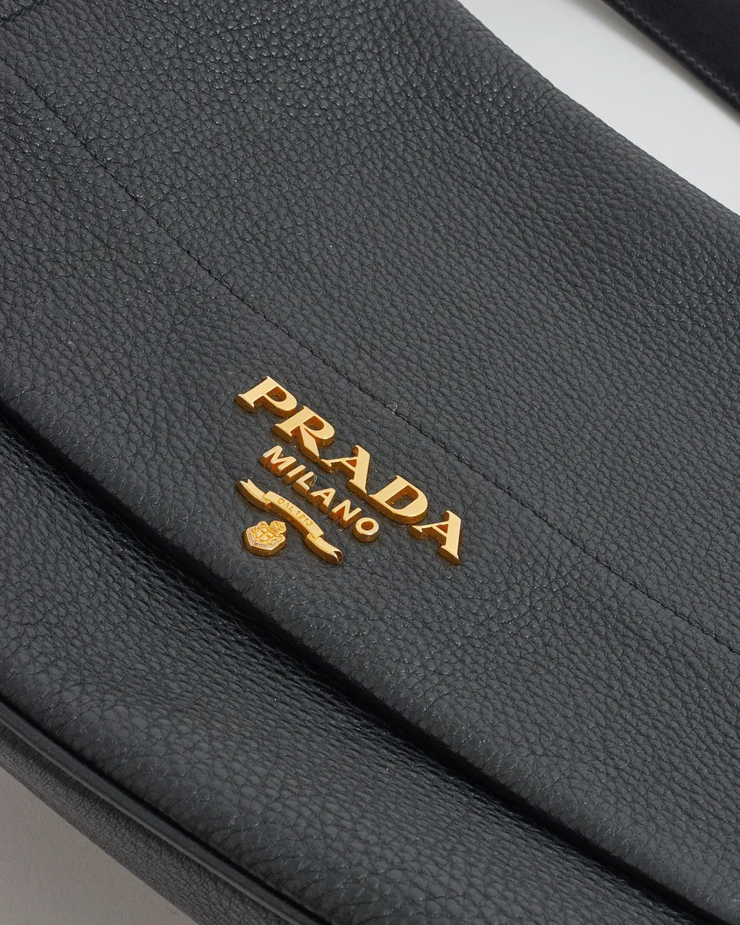 Prada Black Daino Leather Shoulder Bag