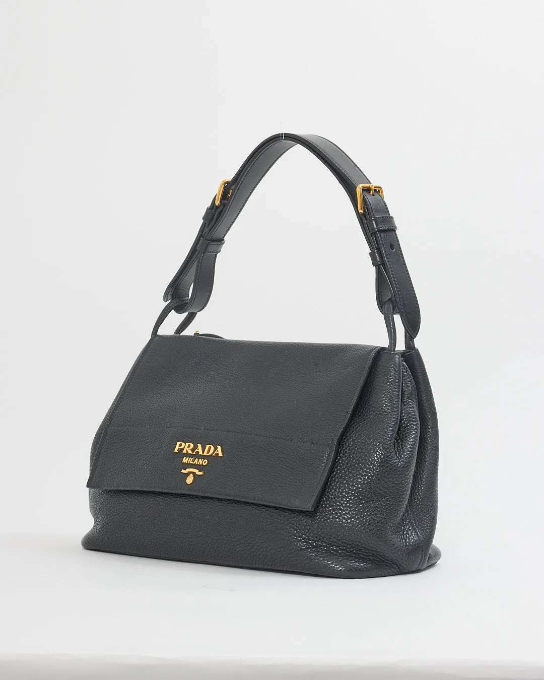 Prada Black Daino Leather Shoulder Bag