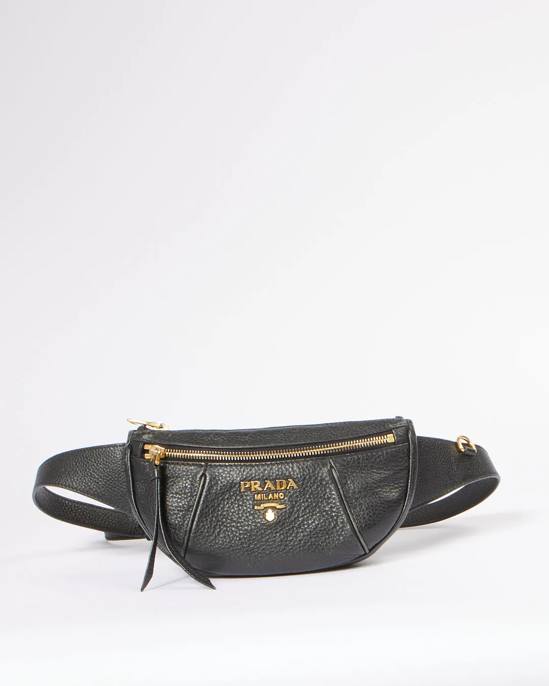 Prada Black Daino Vitello Leather Belt Bag