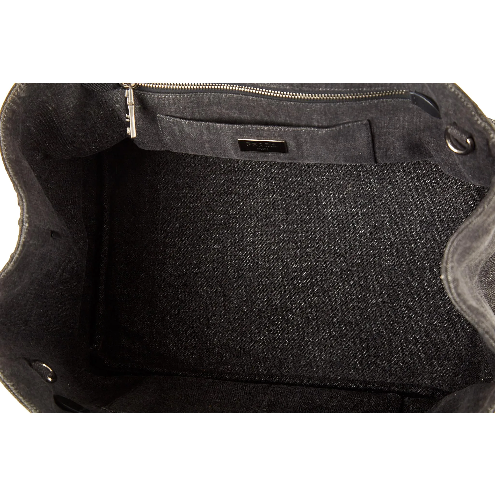 Prada Black Denim Studded Canapa Tote