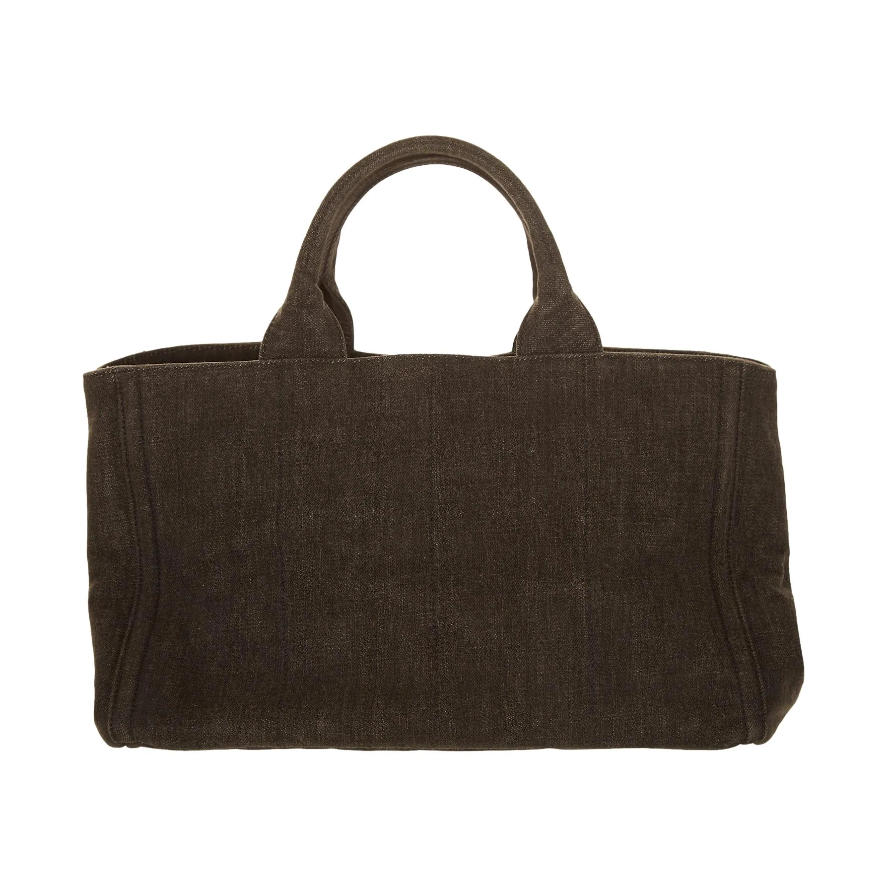 Prada Black Denim Studded Canapa Tote