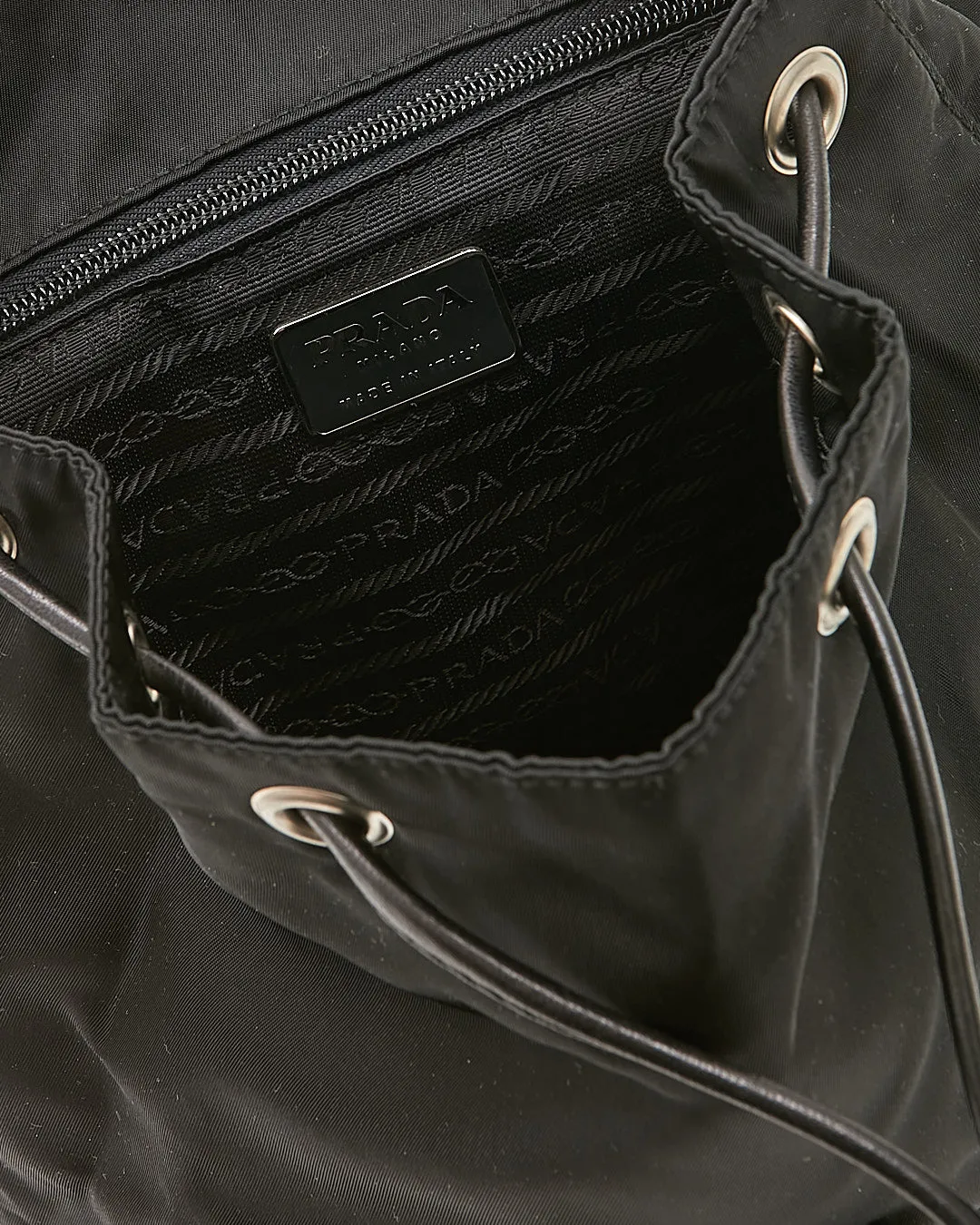 Prada Black Nylon Tessuto Chain Backpack Bag