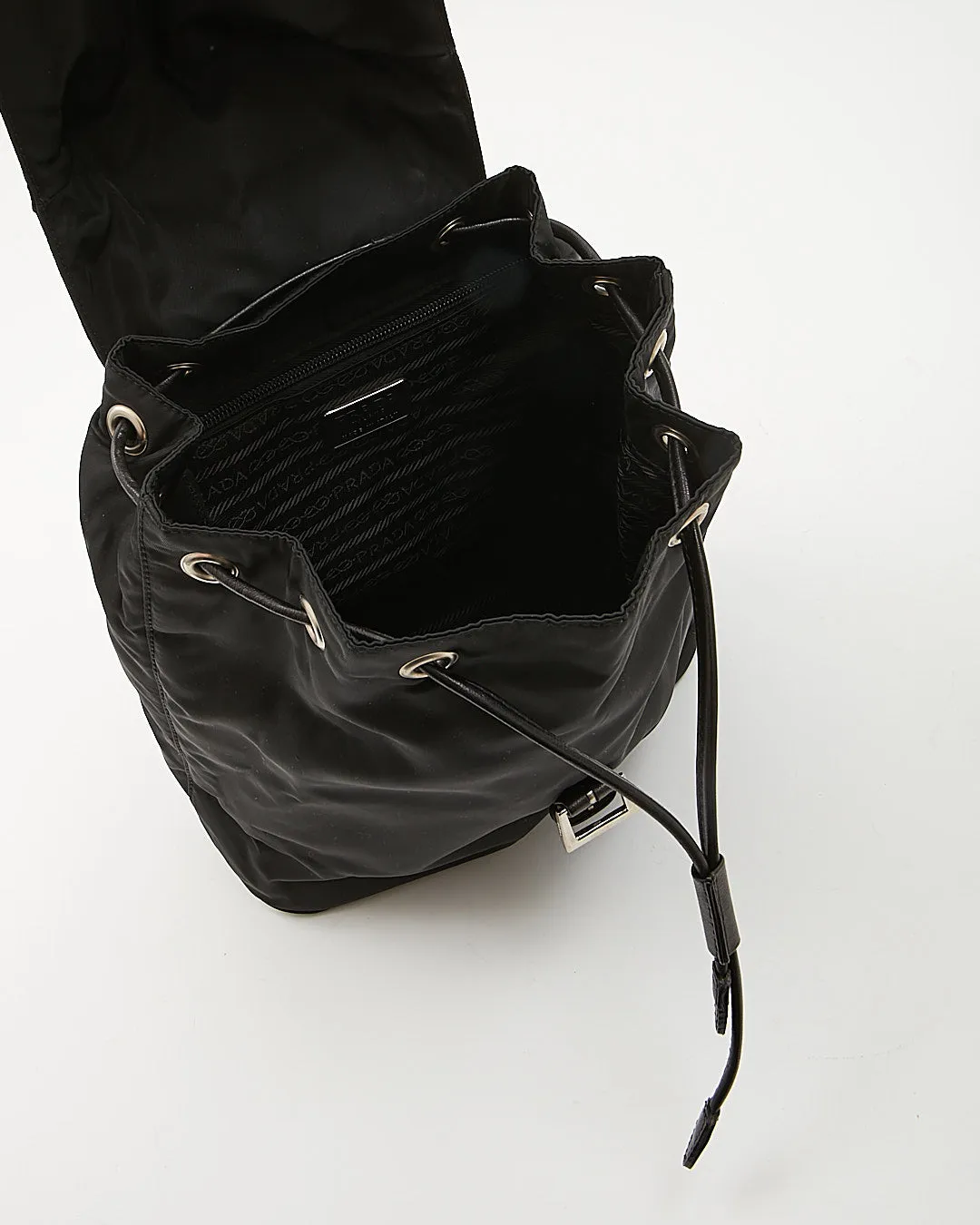 Prada Black Nylon Tessuto Chain Backpack Bag