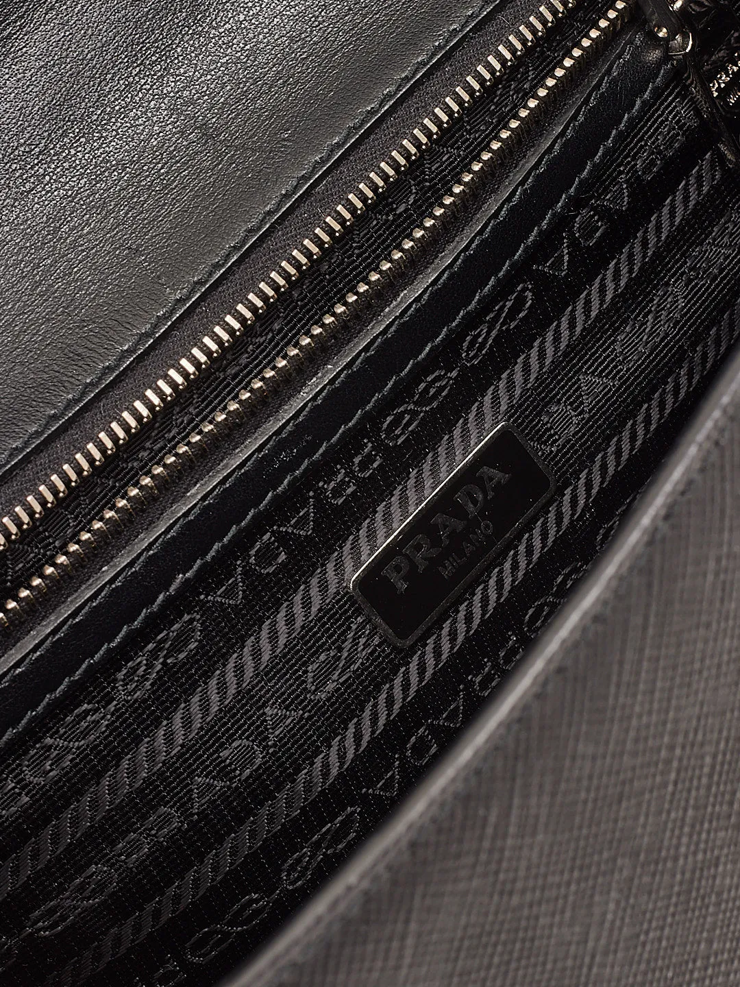 Prada Black Saffiano Leather Padlock Chain Crossbody Bag