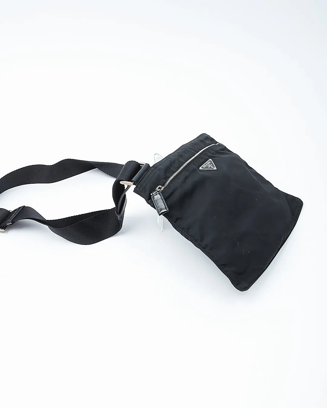 Prada Black Tessuto Nylon Flat Crossbody Bag