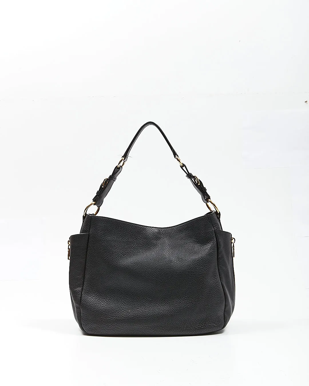 Prada Black Vitello Daino Leather Hobo Shoulder Bag