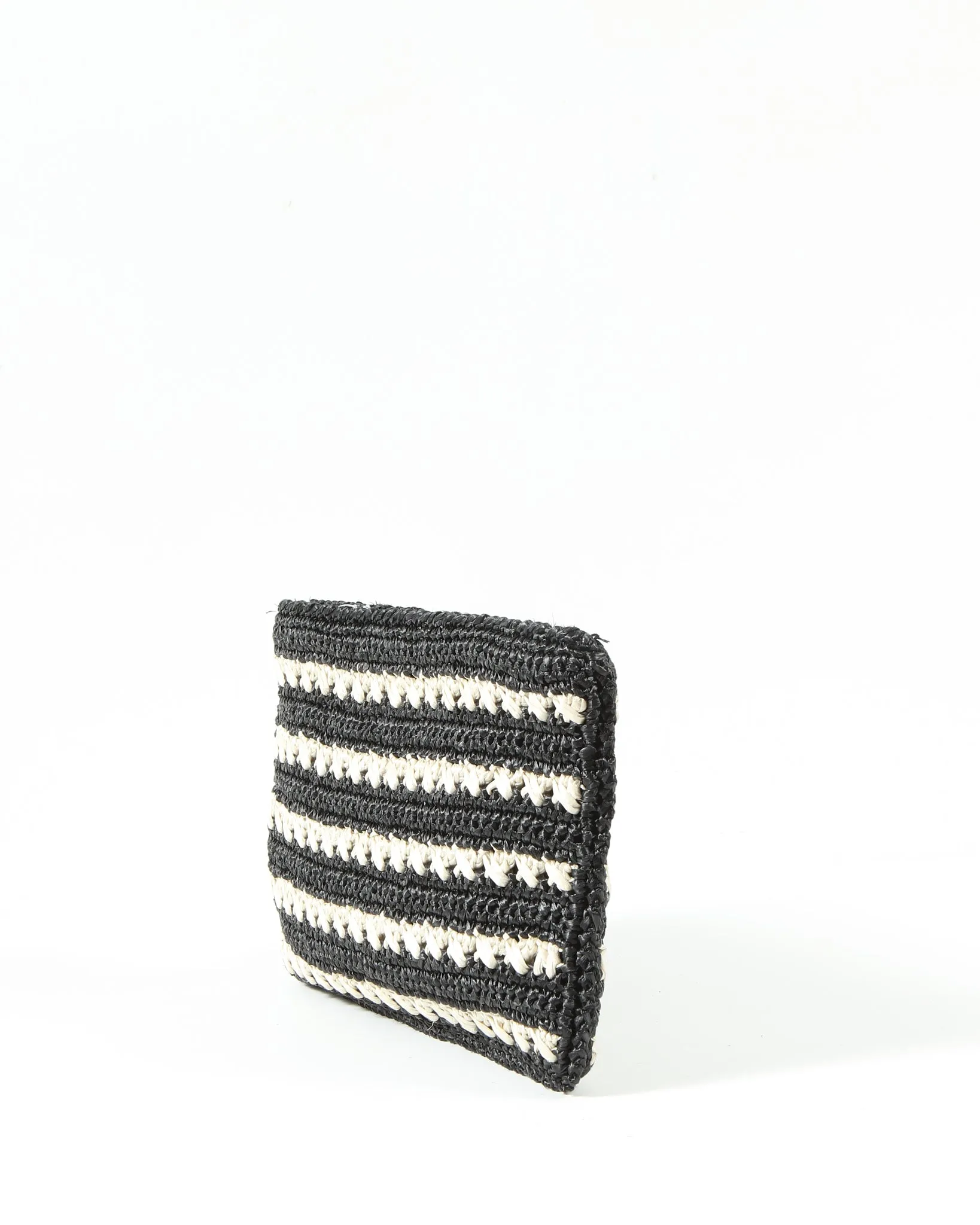 Prada Black/Cream Woven Straw Pouch