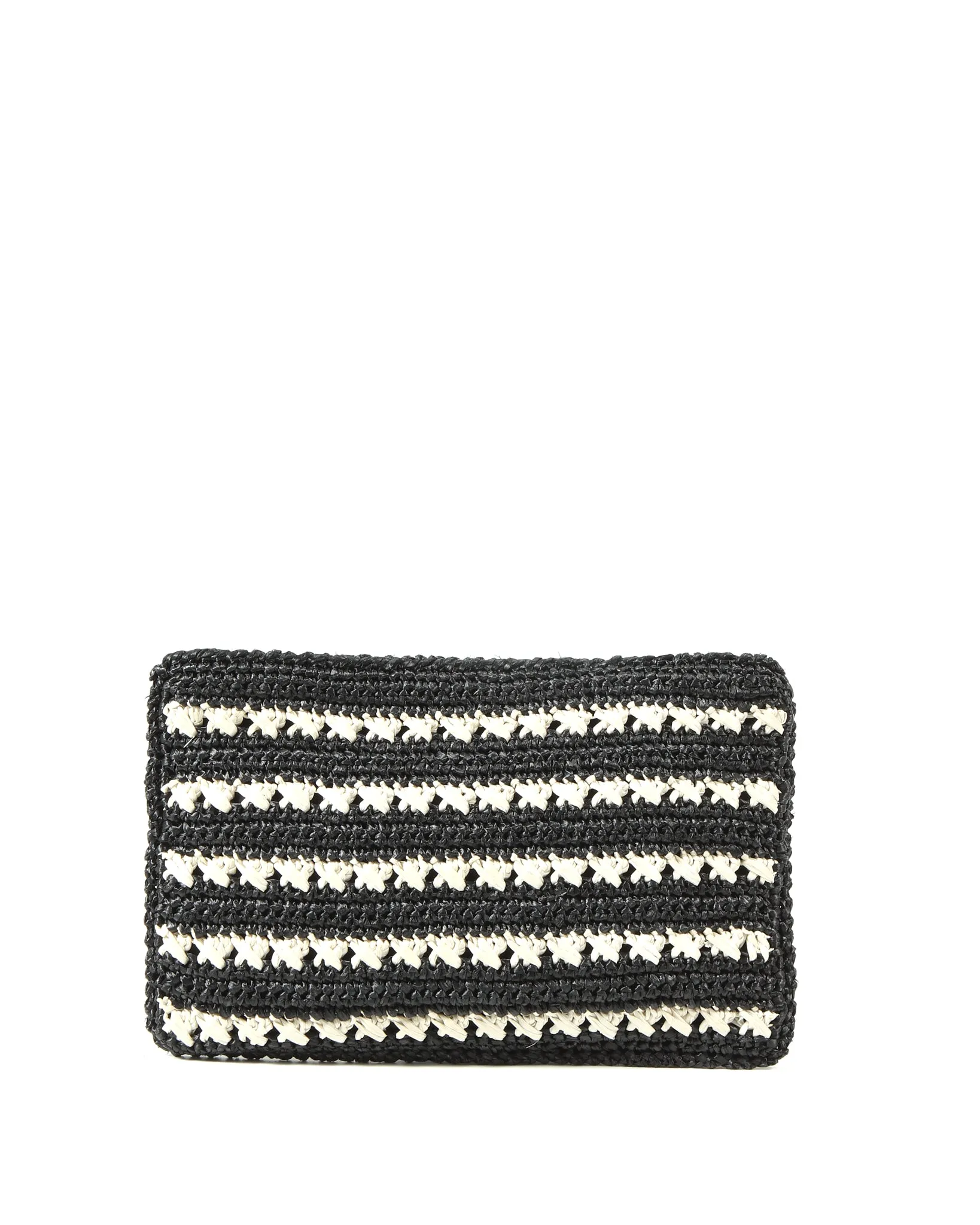Prada Black/Cream Woven Straw Pouch