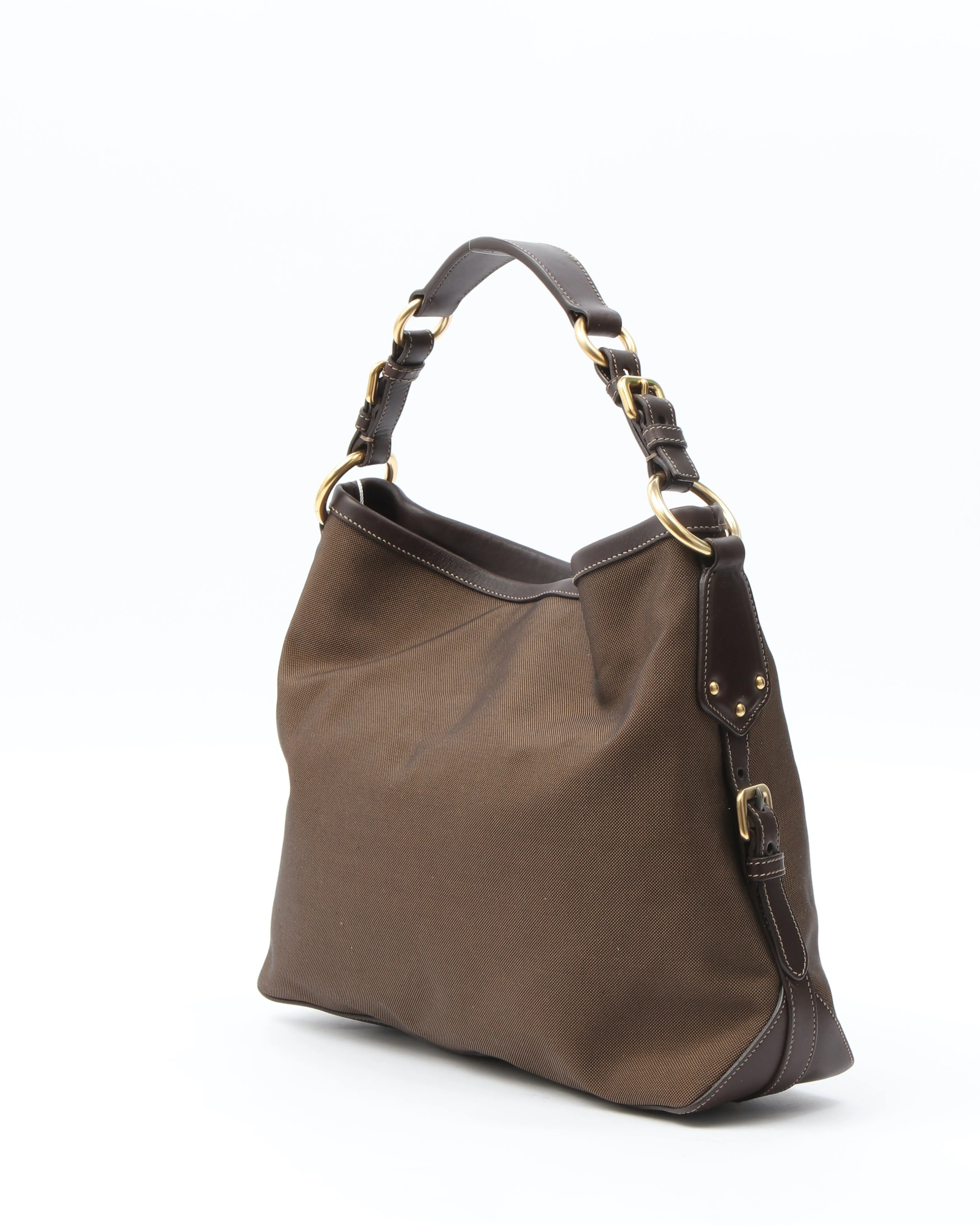 Prada Brown Canvas Canapa Hobo Shoulder Bag