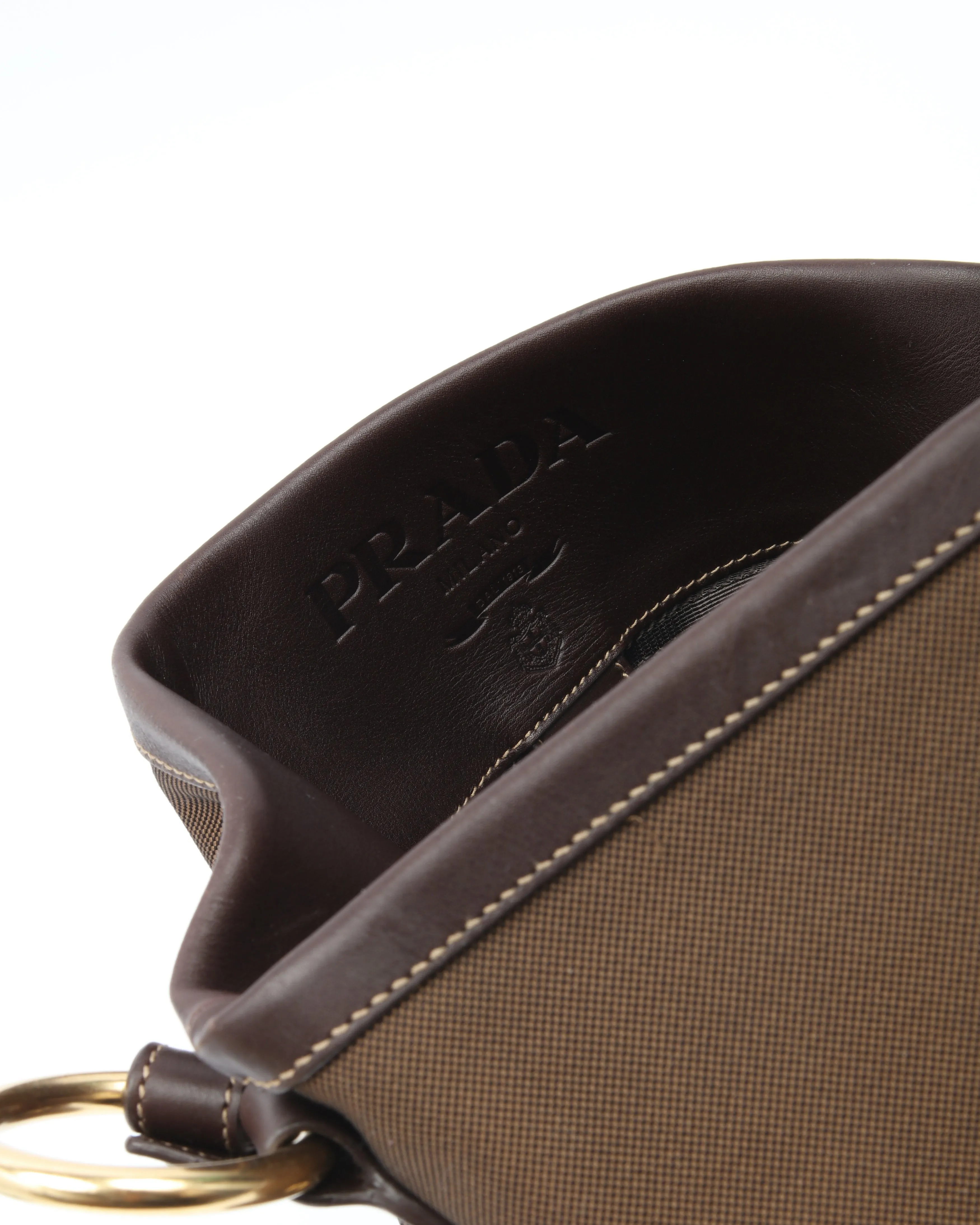 Prada Brown Canvas Canapa Hobo Shoulder Bag