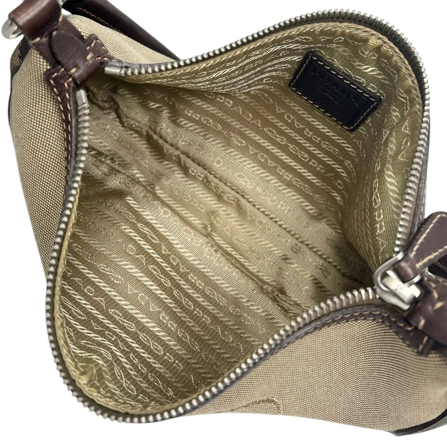 Prada Brown Canvas Mini Shoulder Bag