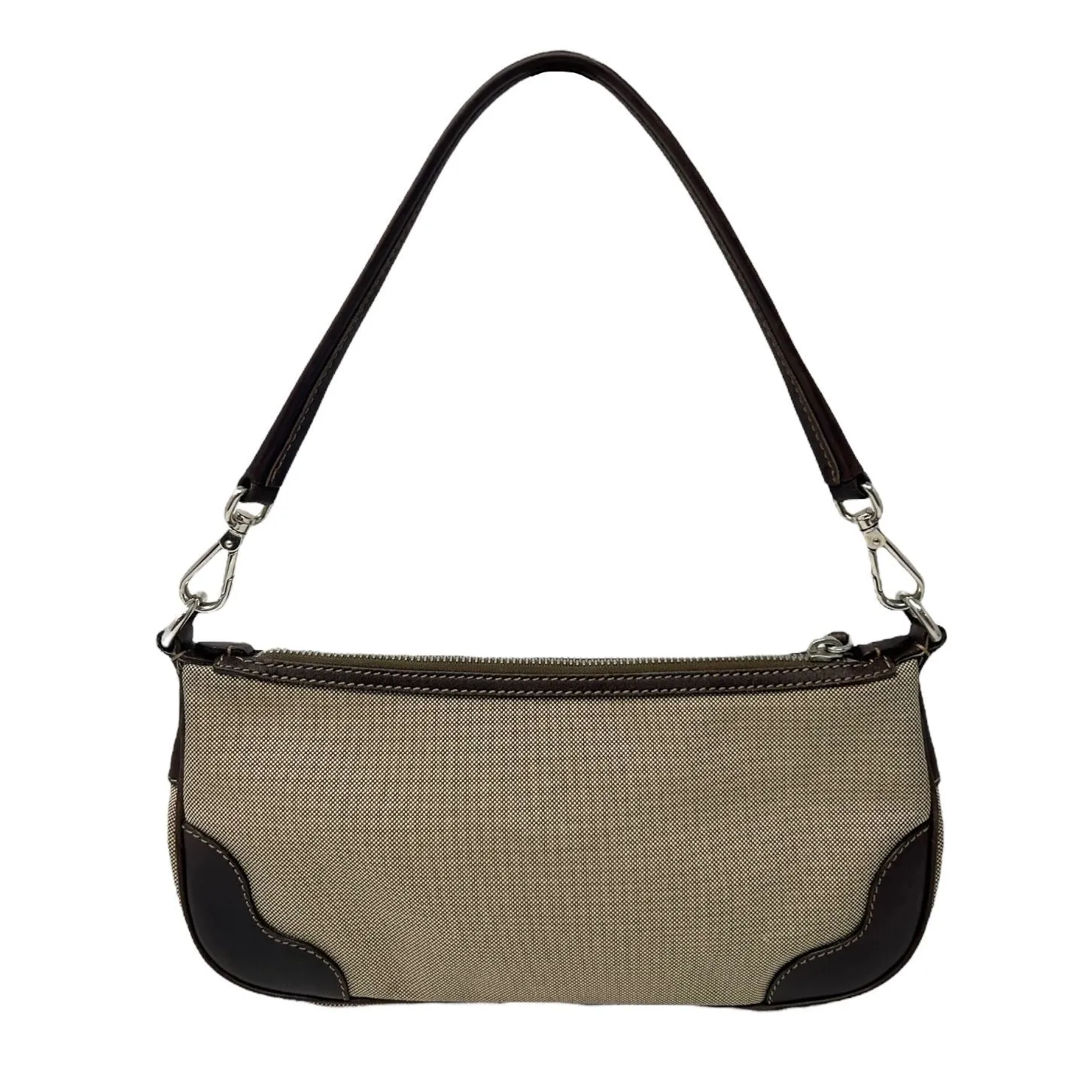 Prada Brown Canvas Mini Shoulder Bag