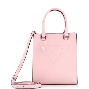 PRADA Logo Drill Tote Leather Mini