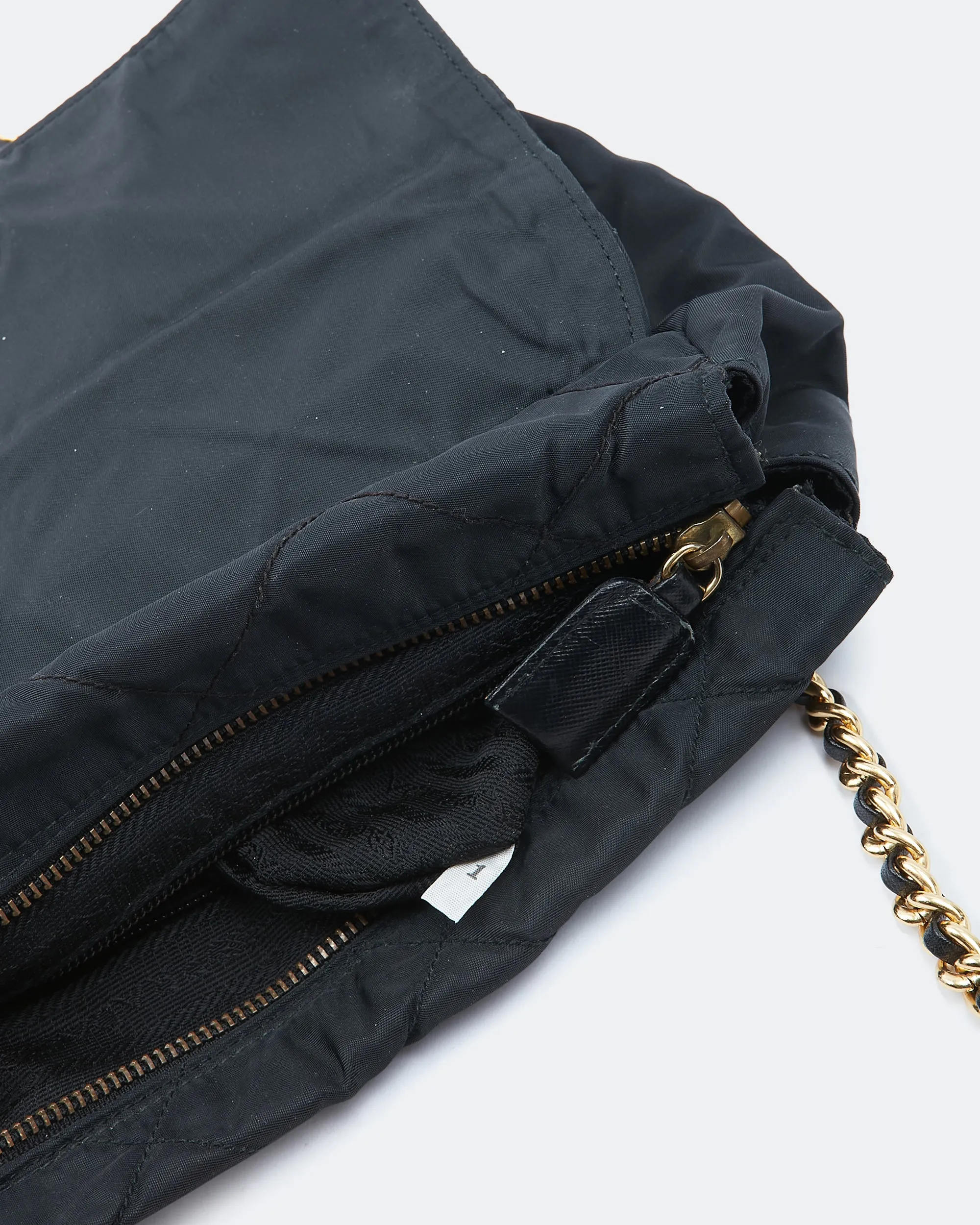 Prada Nylon Black Tessuto Chain Flap Shoulder Bag