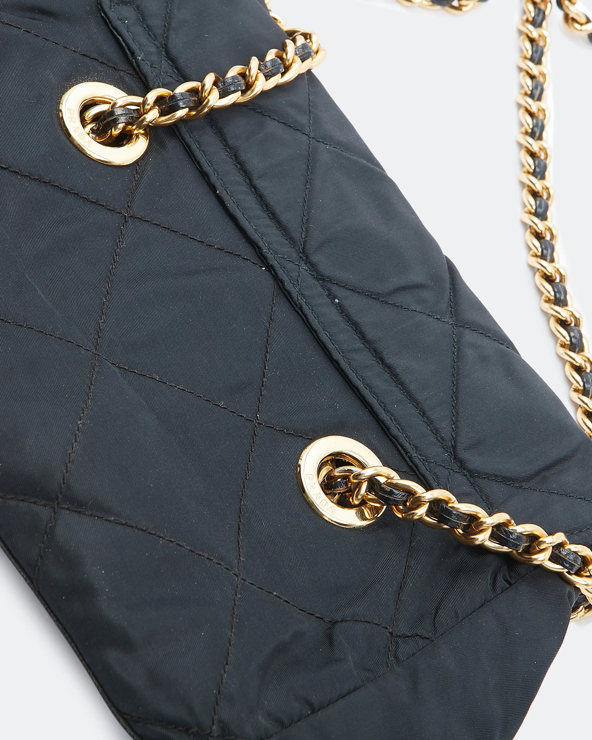 Prada Nylon Black Tessuto Chain Flap Shoulder Bag