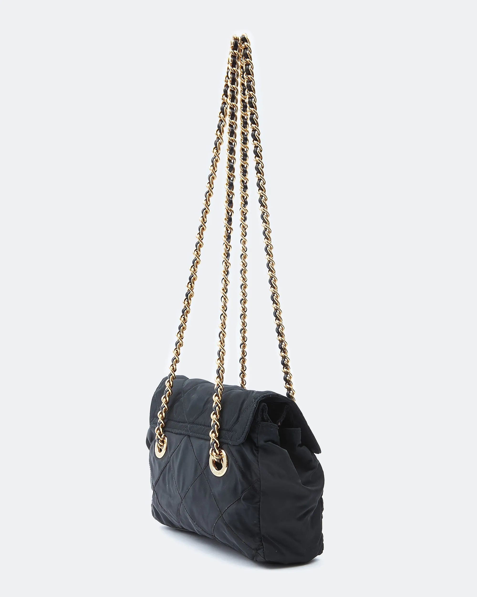 Prada Nylon Black Tessuto Chain Flap Shoulder Bag